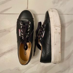 Black Leather Platform Supergas